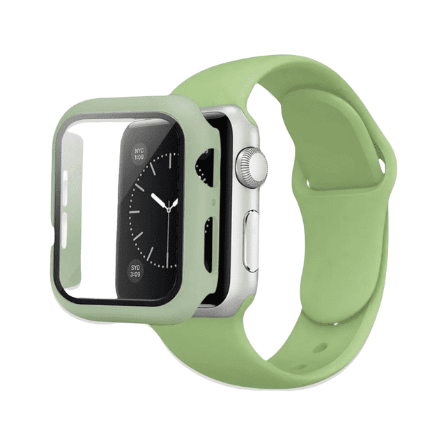 Correa para Apple Watch compatible con 38mm / 40mm de Silicón + Case Protector de pantalla con Cristal Templado. Mamá Pulpo Silicón con case