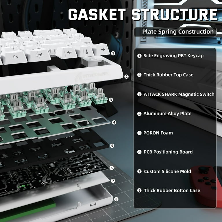 ATTACK SHARK X68HE PRO Rapid Trigger Wireless Gaming Keyboard and