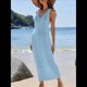 thumbnail image 4 of Traje de Baño de Crochet para Mujer, de , Sin Mangas, para Playa, de Verano Azul L, 4 of 10