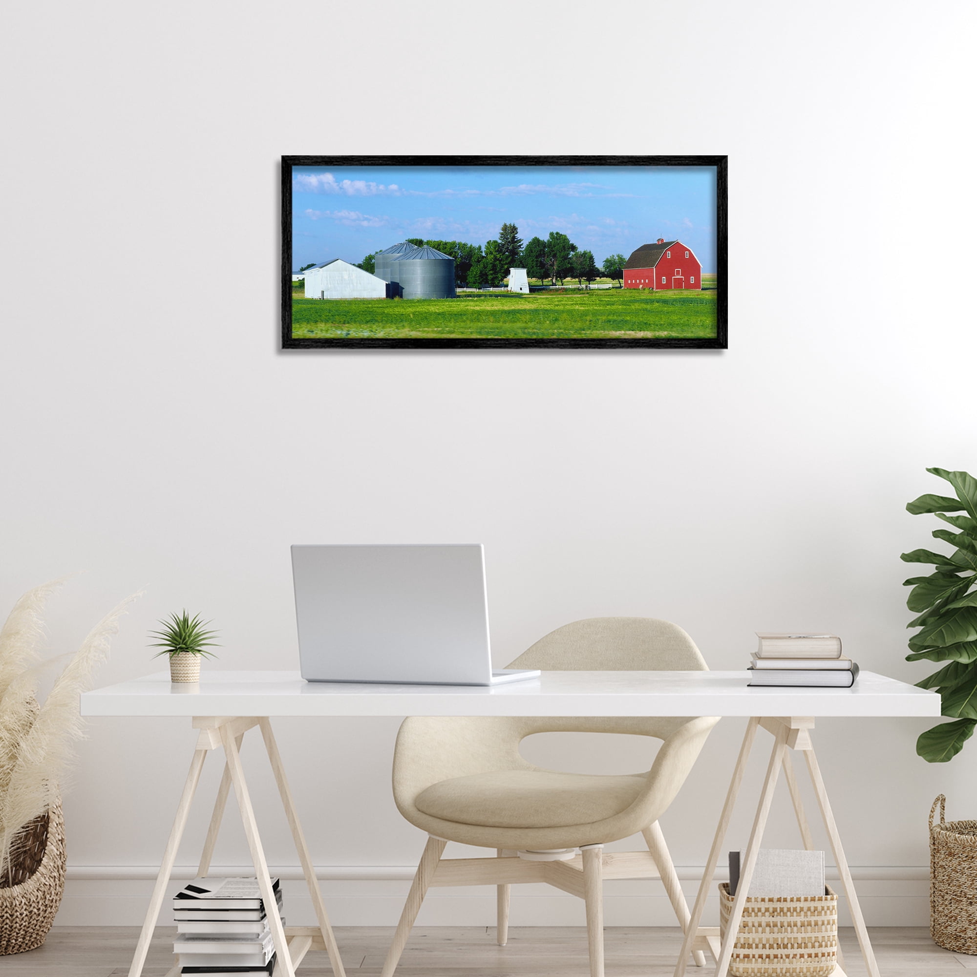 Stupell Industries Barn with Silo Black Framed Giclee Art, design by Gail Peck