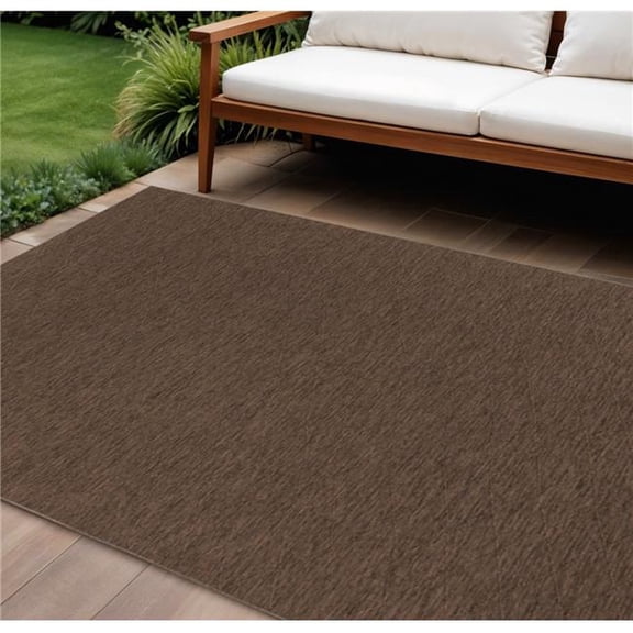 HomeRoots 551535 8 x 10 ft. Dark Brown & Brown Geometric Indoor & Outdoor Rectangle Area Rug