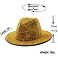 thumbnail image 2 of LINLIN Rhinestone Fedora Hats Wide Brim Panama Hat Casual Jazz Hats for Men Women, 2 of 2