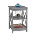 thumbnail image 2 of Pemberly Row Table d'Appoint Transitionnel en Bois avec Tablette Centrale et Inférieure, Gris, 2 of 5