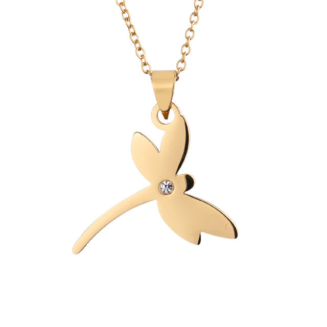 Collar para Mujer, Cadena con Dije de Libélula LuckyLy, Modelo Zuri dorado UNITALLA