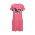 thumbnail image 4 of Fjofpr Womens Nightgown Short Sleeves Sleepwear Soft Loose Sleepshirt Women's Oversized Short Nightgown Fashion Chest Flag Print Short Sleeve Nightdress, 4 of 6