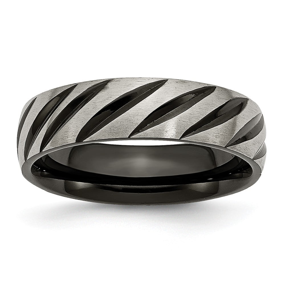 Titanium Swirl Design Black Ip-plated 6mm Brushed/polished Band Best Quality Free Gift Box 