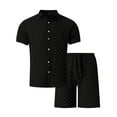 thumbnail image 6 of VBTAPA Mens 2 Piece Summer Beach Outfits Short Sleeve Button Down Shirt and Shorts Set Soft Textured Lounge Sets with Pockets Lightning Sales of Today Black S, 6 of 8