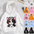 thumbnail image 2 of YUEHUA Cute Cat Hoodie for Girls Animal Graphic Hoodies Kids Long Sleeve Thin Hooded Sweatshirt Preppy Clothes Pullover, Size 8-9 Years, 2 of 4