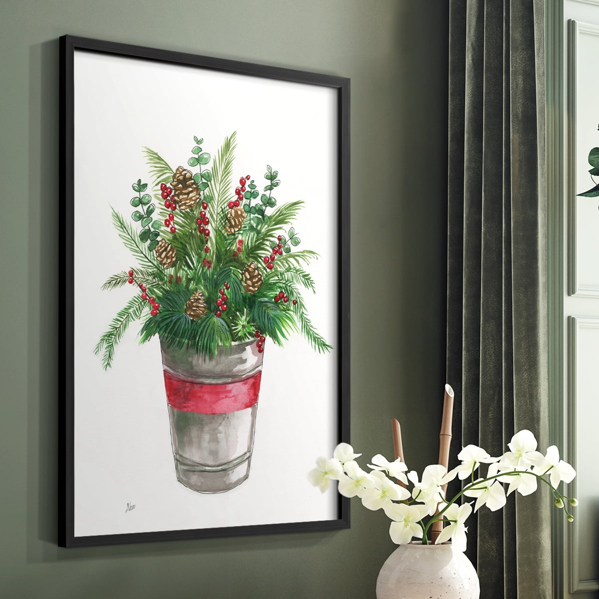 Winter Greens Framed Print - Solid Wood in Single Picture Frame Solid Wood 2 Framed Print