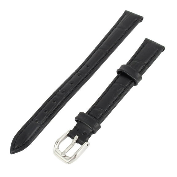 Uxcell Unisex Faux Leather Metal Buckle Wristband Watch Strap Band Black 0.5" Length