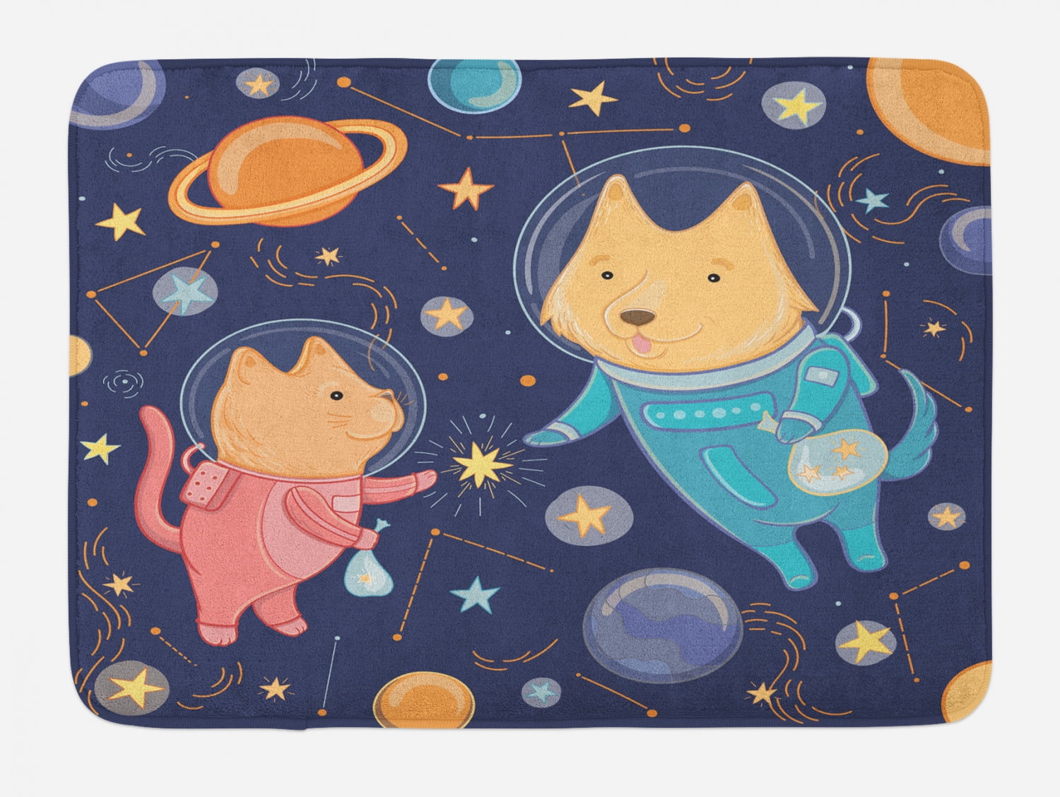 Space Science Bath Mat Bathroom Decor Plush Non Slip Mat 29 5 X 17 5