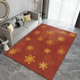 thumbnail image 3 of Christmas Abstract Golden Snowflakes Area Rug, Nordic Light Luxury Red Halo Rug, Non Slip Easy Clean Durable Low Pile Festival Carpet For Bedroom Living Room Entryway Hallway Patio 4x6ft, 3 of 6