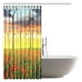 thumbnail image 2 of ABPHQTO Poppy Decor Cortina de ducha Paisaje primaveral con campo de amapolas rojas y aerogeneradores en la puesta de sol Cortina de ducha de baño 160x180 cm, 2 of 3