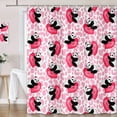 thumbnail image 2 of Cute Panda Heart Shower Curtain with Pink Leopard Cheetah Design, Valentine Romantic Heart Fun Bathtub Curtain, Modern Chic Cloth Fabric Bathroom Decor Set with Hooks 72 x 72 Inch, 2 of 6
