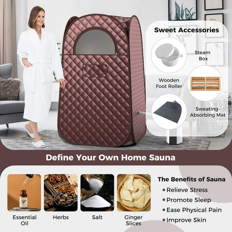 Gymax Portable Home Sauna Full Body Steam Sauna Tent w/ 3L Steam