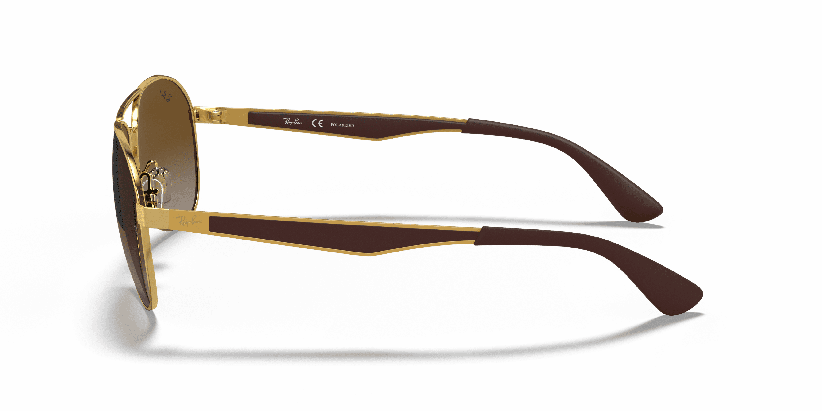 Ray-Ban RB3549 Sunglasses, Pilot Aviator Eyeglasses with Case, Arista Gold/Light Gray Gradient Brown, Size 61