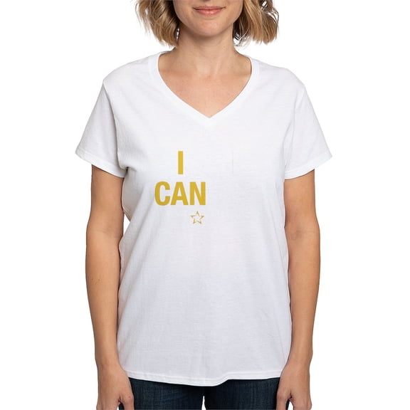 CafePress - I Can Fight Cancer Women's V Neck Dark T Shirt - Womens Cotton V-Neck T-shirt