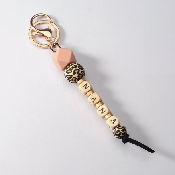 MAMA Bracelet Keychain New Leopard Print Silicone Bead Keychain Fashion Bag Pendant 2022 New Fashion Mother Day Gift Pendant Gao Jinjia LED