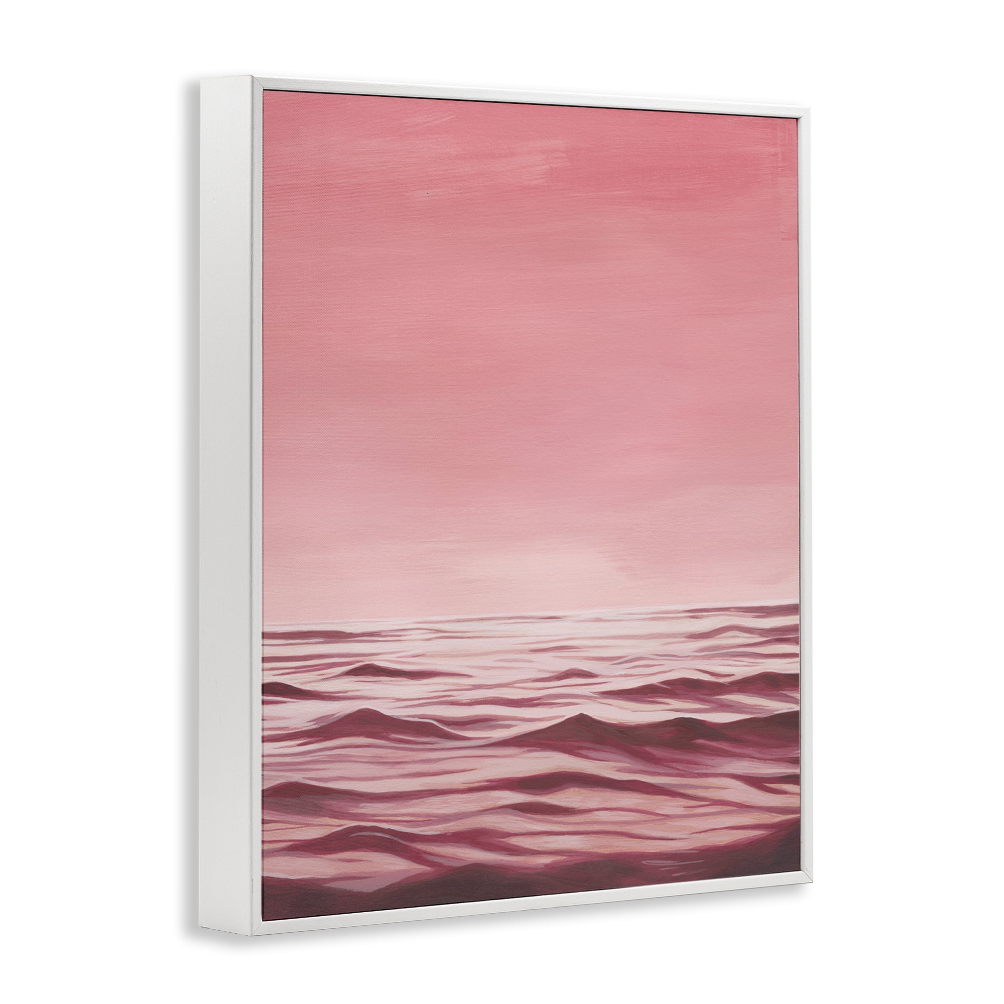 Stupell Industries Pink Sea Waves Coastal Painting White Framed Art Print Wall Art, 11 x 14