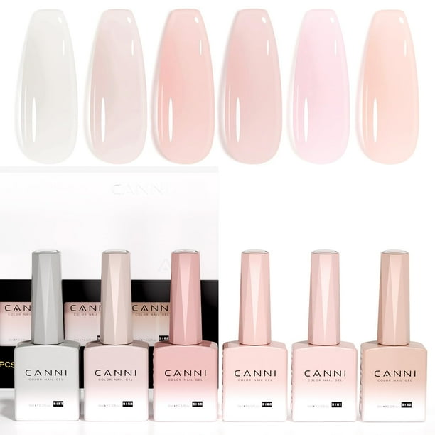 Set de esmaltes de uñas en gel CANNI Jelly Nude Pink, 9 ml, 6 unidades