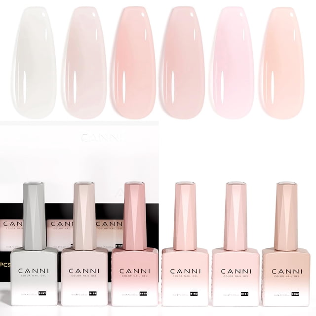 Set de esmaltes de uñas en gel CANNI Jelly Nude Pink, 9 ml, 6 unidades