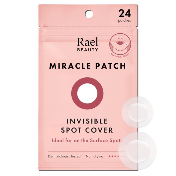 Rael Miracle Invisible Spot Cover - Hydrocolloid, Absorbing Cover, Skin Care, Facial Stickers, 2 Sizes (24 Count)