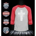 thumbnail image 2 of Shop4Ever Men's John 3:16 Bible Verse Cross  Raglan Baseball Shirt Large Heather Grey/Red, 2 of 4