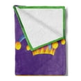 thumbnail image 2 of Mardi Gras Soft Flannel Fleece Throw Blanket, Colorful Frames Festival Themed Harlequin Hat and Fleur De Lis Print, Cozy Plush for Indoor and Outdoor Use, 70" x 90", Multicolor, by Ambesonne, 2 of 5