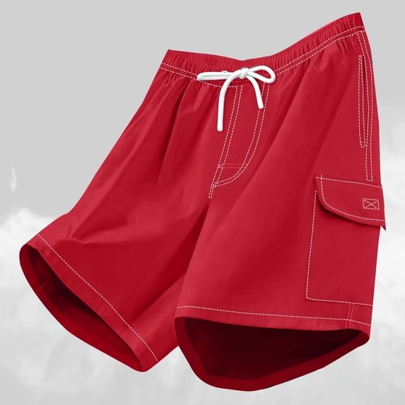 LEKWK Mens Swim Trunks Elastic Waist Drawstring Board Shorts Built In Compression Liner Cargo Pockets Beach Shorts Quick-Dry Breathable Swim Outfits