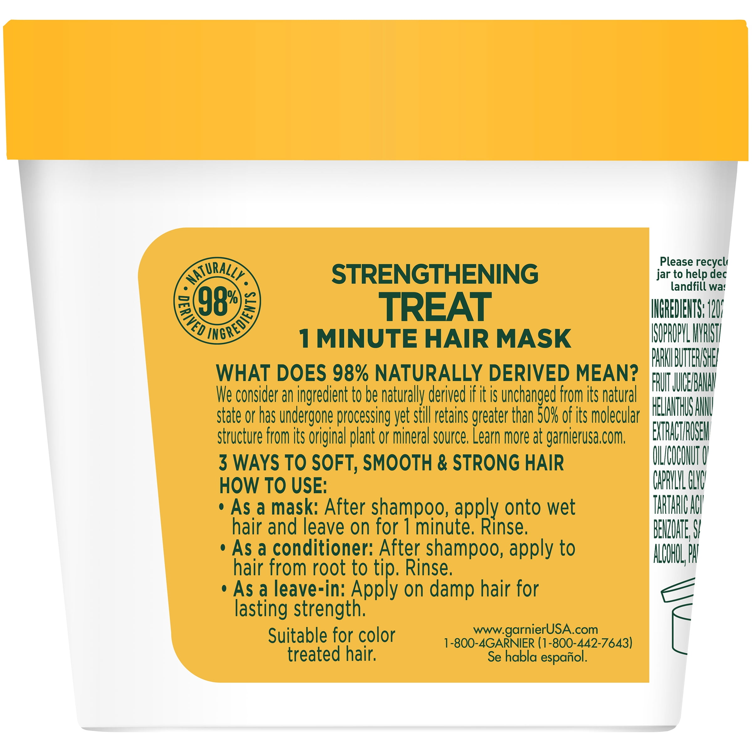 Garnier Fructis Strengthening Nourishing Hair Mask with Banana Extract, 3.4 fl oz