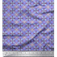 thumbnail image 1 of Soimoi Blue Cotton Duck Fabric Aster & Roses Damask Printed Fabric 1 Yard 56 Inch Wide, 1 of 3