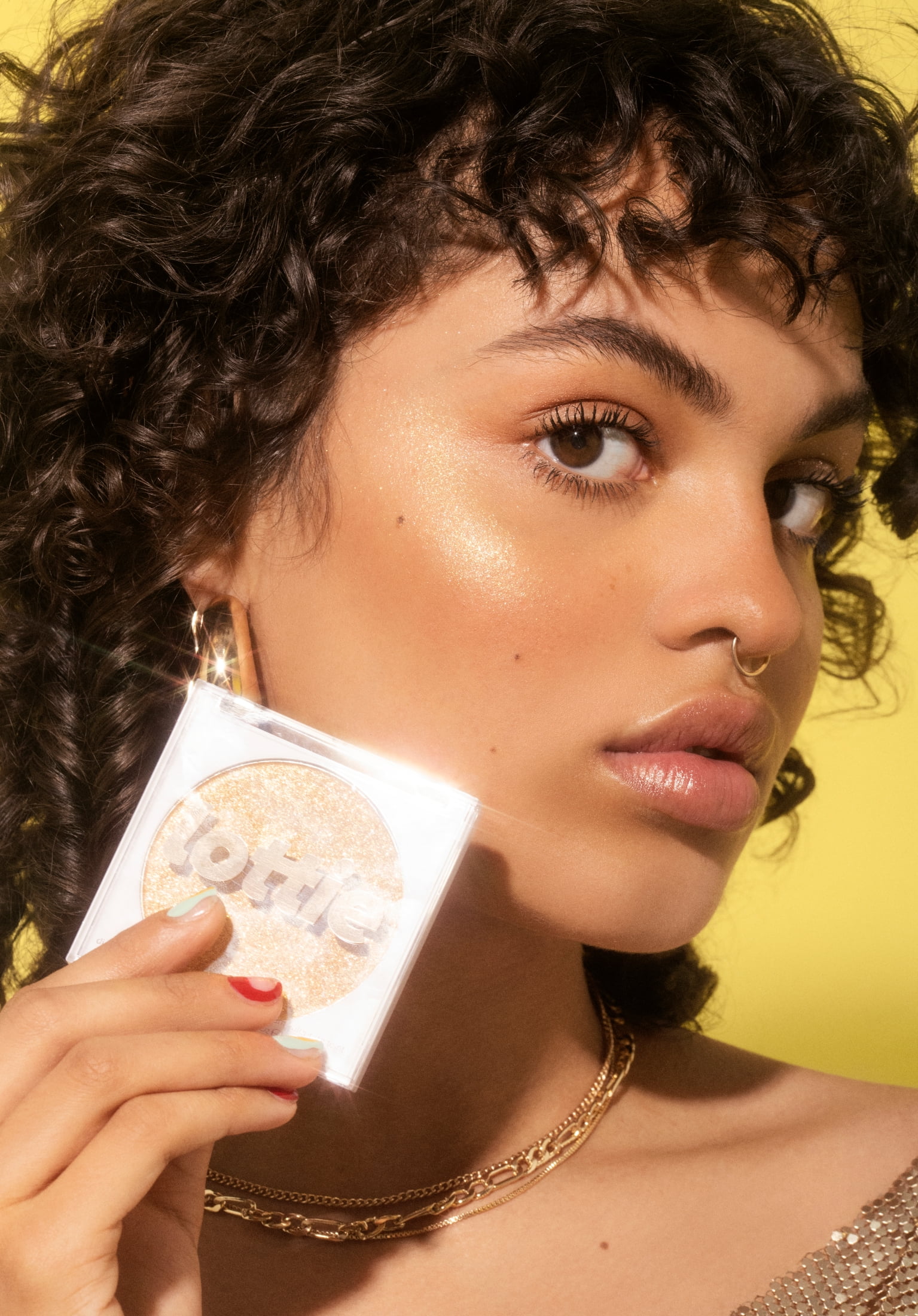 Lottie London Diamond Bounce Highlighter in Golden, Ultra-Fine Gel-Powder Highlight, 0.28 oz