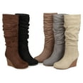 Women's Wide Calf Slouchy Faux Suede Midcalf Wedge Boots