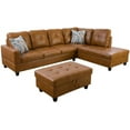 thumbnail image 2 of Lifestyle Furniture 3 Piece Modern Faux Leather Sectional Sofa Living Room Set, Ginger, 2 of 5