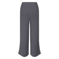 thumbnail image 5 of UYISJ Womens Wide Leg Pants High Waisted Drawstring Flowy Palazzo Trousers Work Casual Lounge Beach Pants with Pockets Gray M, 5 of 5