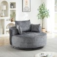 thumbnail image 3 of Leumius 55" Oversized Round Swivel Accent Chair,Upholstered Polyester 360 Degree Swivel Chair for Living Room, Bedroom, Lounge and Projection Room,Gray, 3 of 10