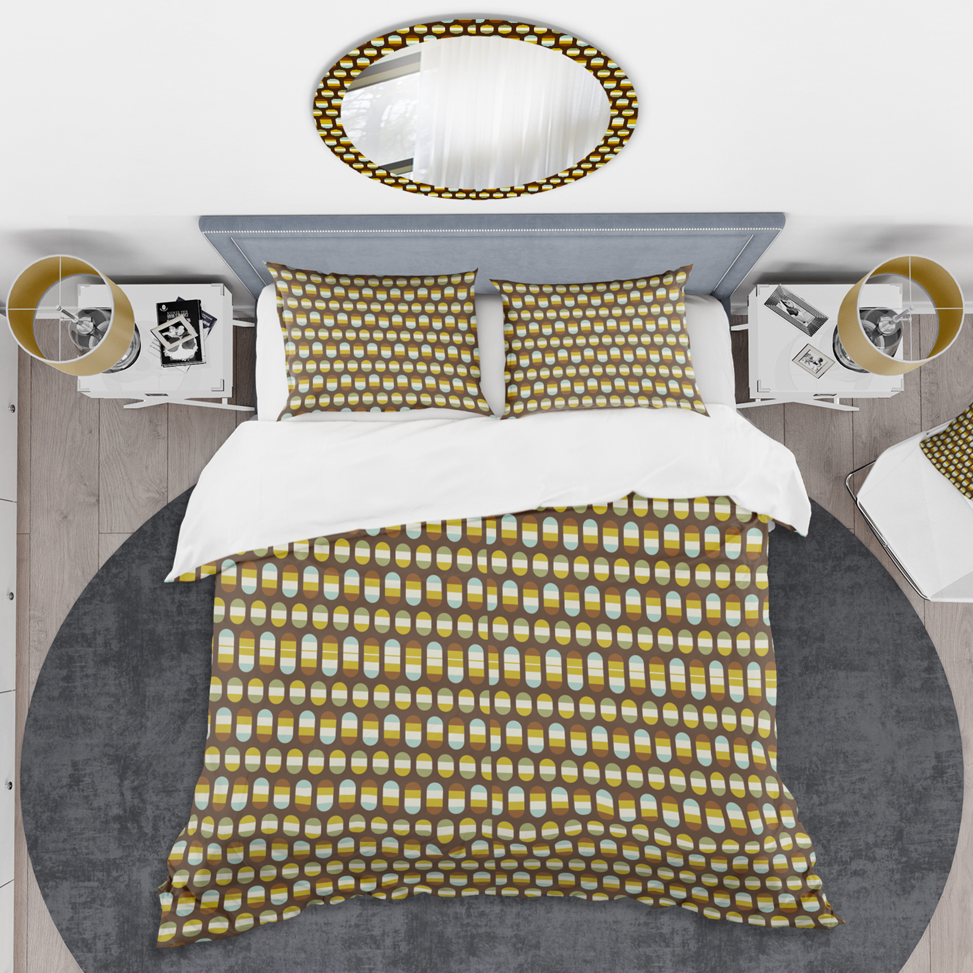 Designart 'Retro Polka dots' Mid-Century Modern Duvet Cover Set