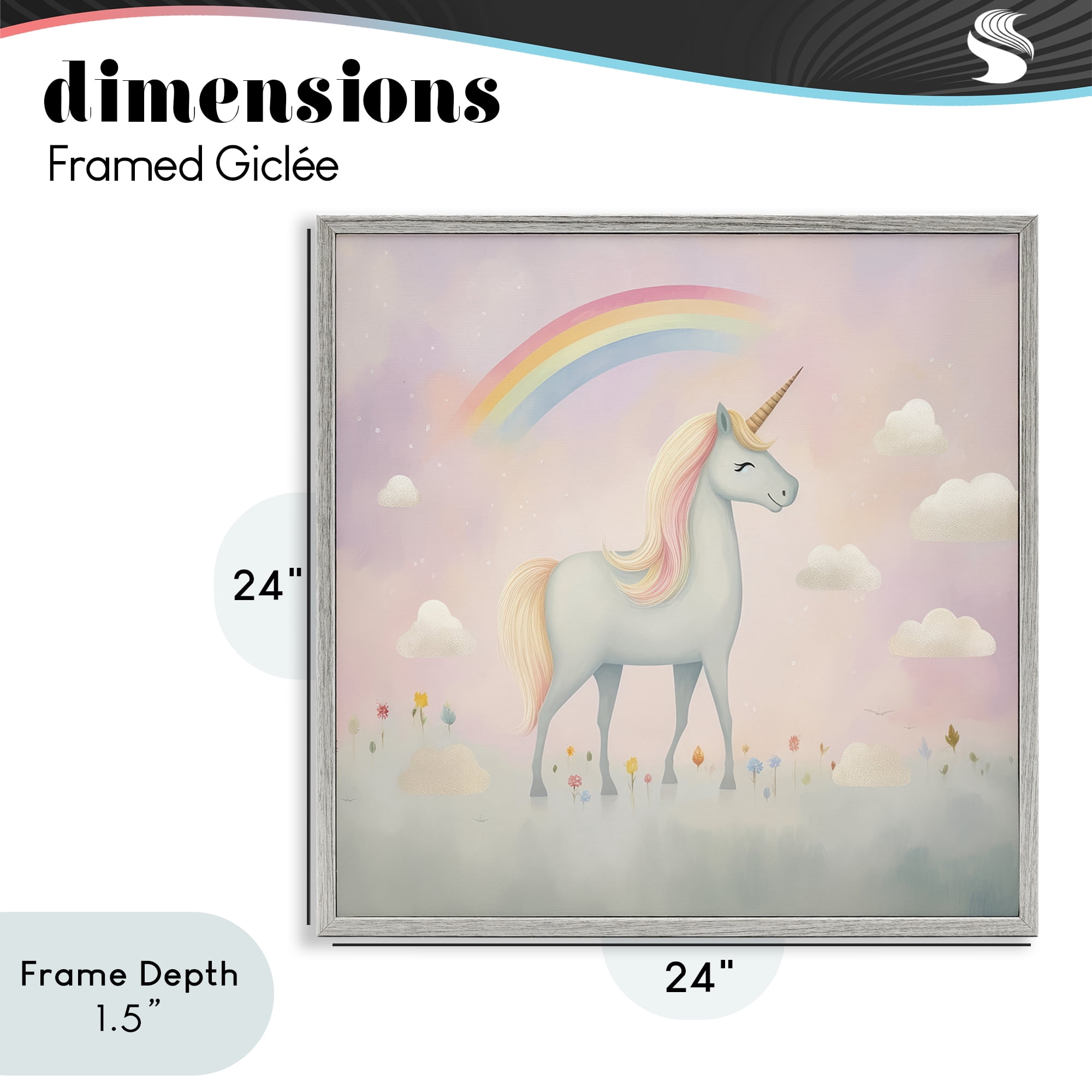 Stupell Industries Mystical Unicorn Dreams in Pastel Gray Framed Giclee Art, design by Lazar Studio