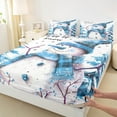 thumbnail image 3 of Manfei Cute Christmas Snowman Twin Sheet Sets,Rustic Branch Twin Fitted Sheet,Blue White Flat Sheet For Girl Kids,Breathable Home Decor,3-Piece, 3 of 7