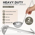 thumbnail image 3 of Fit Meal Prep Stainless Steel Soup Ladle - One-Piece Sauce Spatula with Hook Handles, Commercial Grade Serving Spoon, Kitchen Tool for Restaurant or Home Cooking, 14.75” Long - [Pack of 2] 12 Oz, 3 of 6