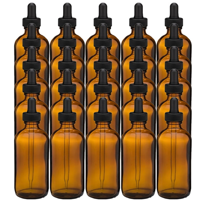 Amber 4oz Dropper Bottle (120ml) Pack of 20 - Glass Tincture Bottles with  Eye Droppers for Essential Oils & More Liquids - Leakproof Travel Bottles