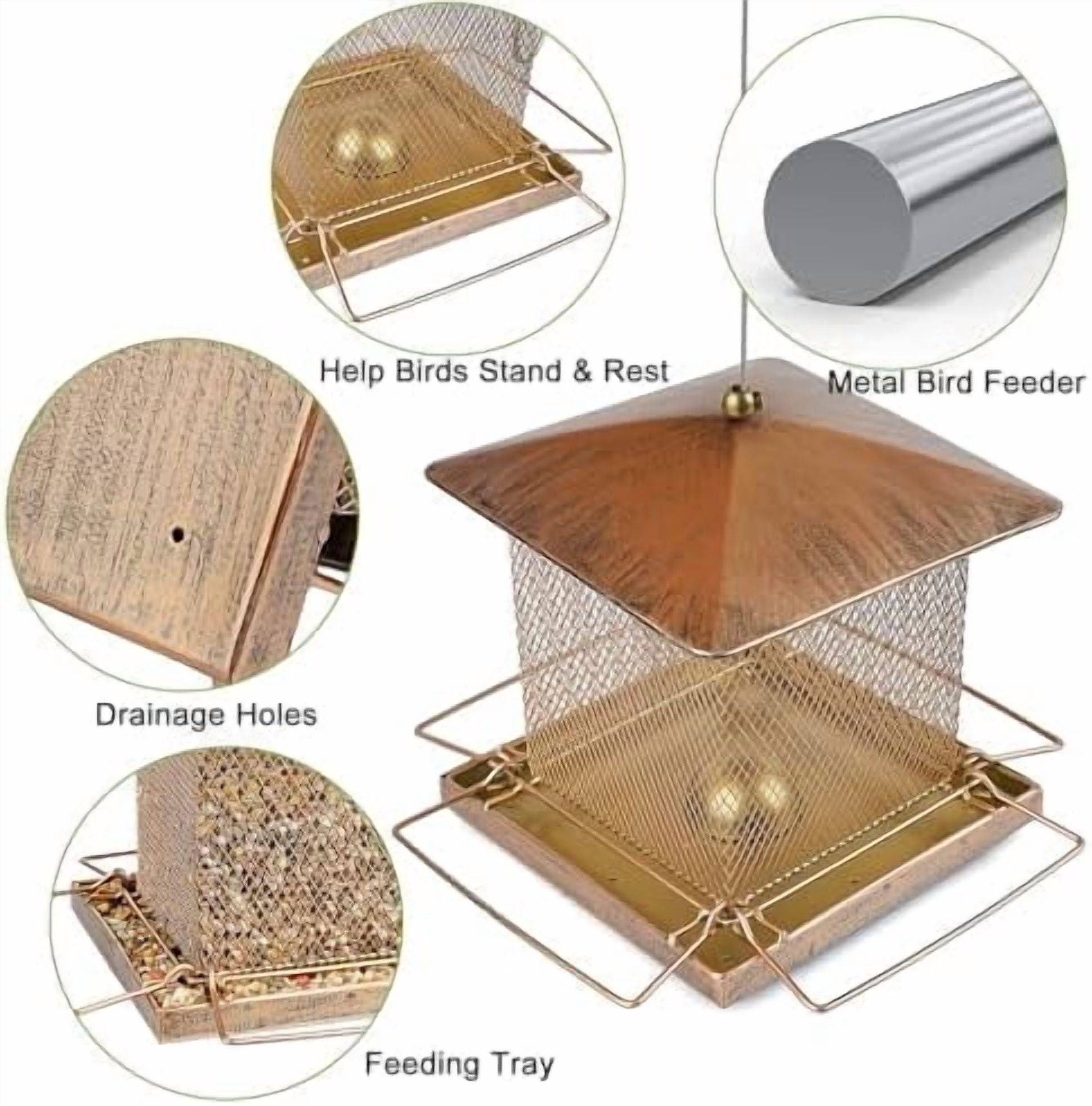Bird Feeder, Heavy Duty Metal Bird Feeders for Outdoor Hanging, Wild Birdfeeder with Buckle for Garden Yard Outside Backyard, 3.5LB Large Capacity