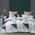 thumbnail image 1 of 3 Pcs Queen Boho Multicolor Triangle Duvet Cover, Black Geometric Pattern Printed on White Bohemian Comforter Cover Bedding Set (Multicolor Triangle, Queen), 1 of 4