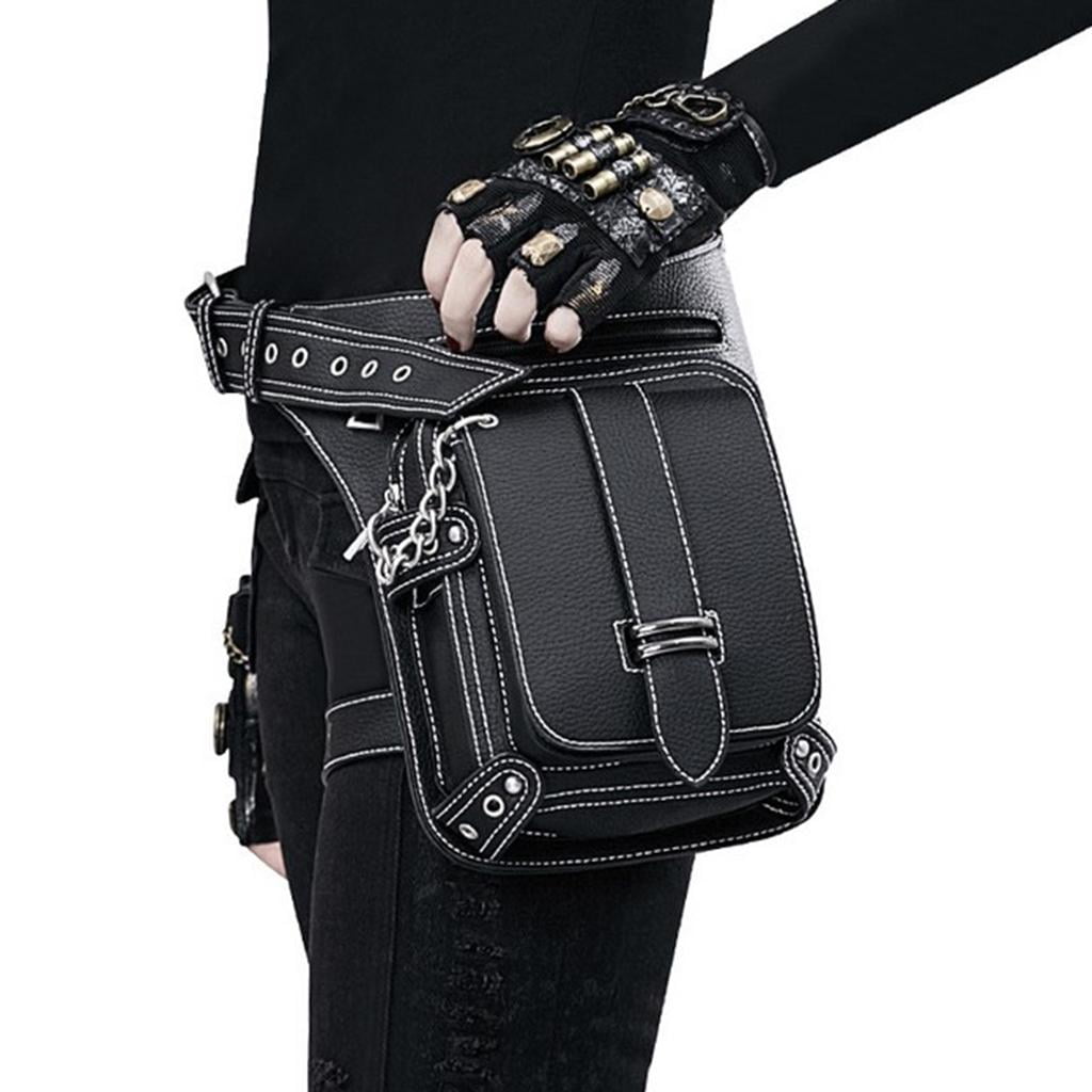 Segolike Steampunk Waist Bag Fashion Gothic PU Leather Shoulder Crossbody Bags Thigh Leg Travel Pouch Bags for Women Men