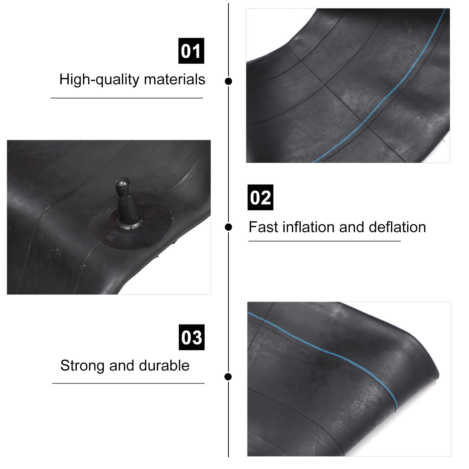 FONDOTIN Inflatable Snow Sled in Black, Thickened Material with Fast Deflation Valve for Outdoor Winter Sliding Fun