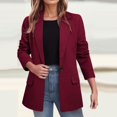thumbnail image 3 of Vedolay Top Womens Plus Size Elegant Split Long Sleeve Open Front Office Blazer Jacket,Red S, 3 of 4