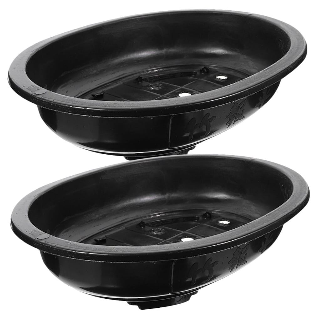 FESTFENDS 2Pcs Large Planter Pot Flower Pot Indoor Black Plastic Breathable Elegant Gardening