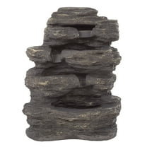 Pure Garden 3-Tier Faux Rock Cascading Outdoor Waterfall Fountain