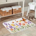 thumbnail image 2 of FJPT Non Slip Flannel Polyester Floor Mat With Floral And Butterfly Design For Bathroom Kitchen Bedroom Decor 31.5x19.7 inch, 2 of 5