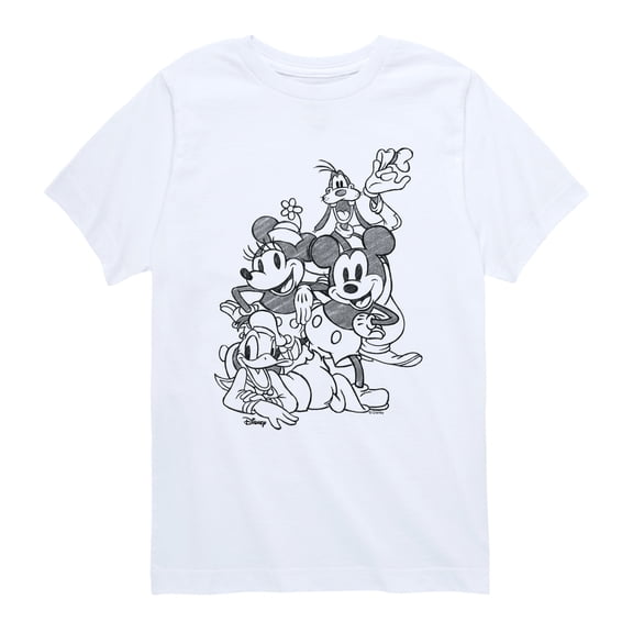 Disney - Sketchy Mickey Bffs - Youth Boys Short Sleeve Graphic T-Shirt